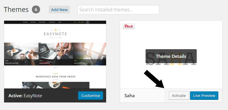 How to Install a WordPress Theme - wp10 12