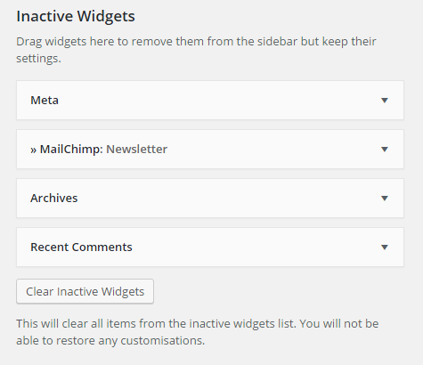 inactive widgets