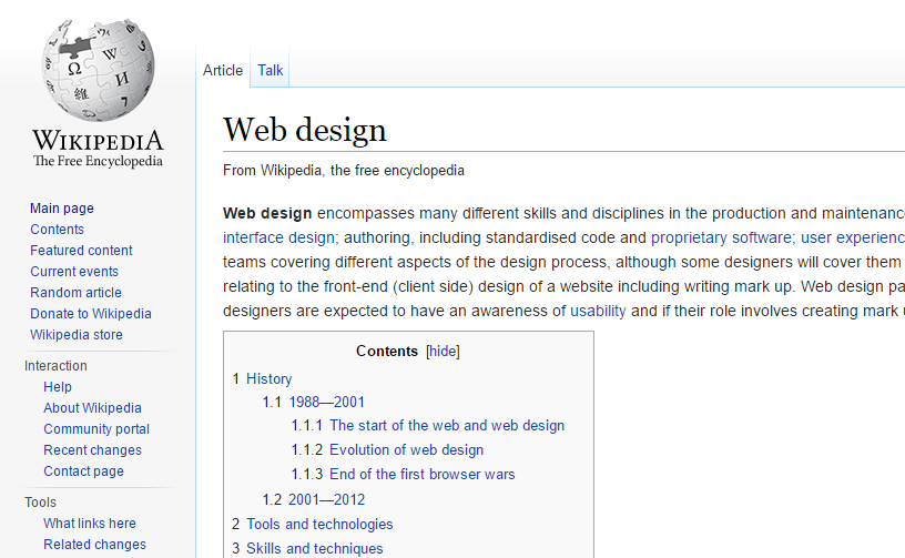 wikipedia wed design