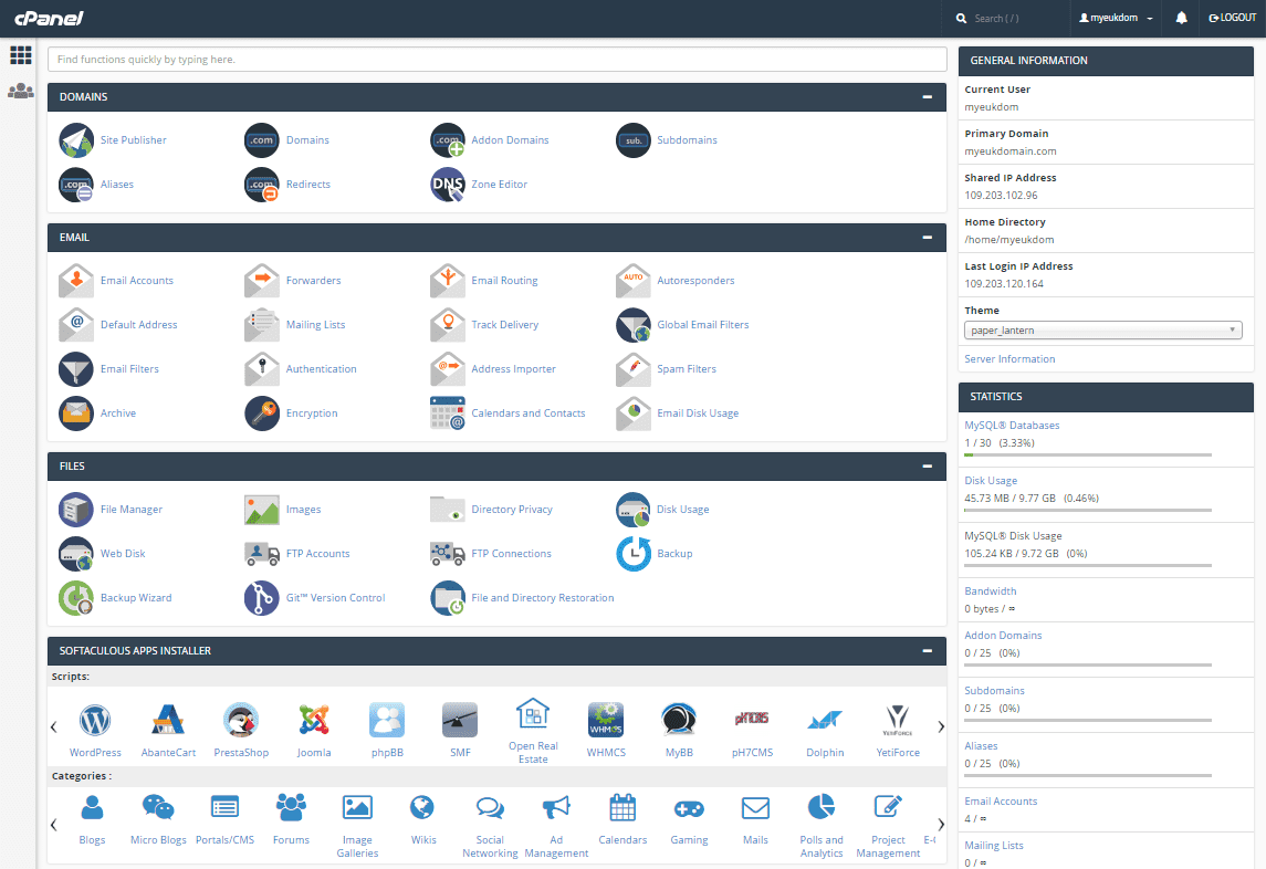 eUKhost - Simple but Powerful Dashboard