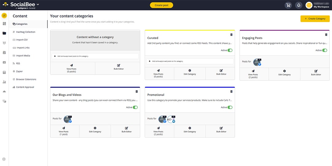 Categorise social media posts