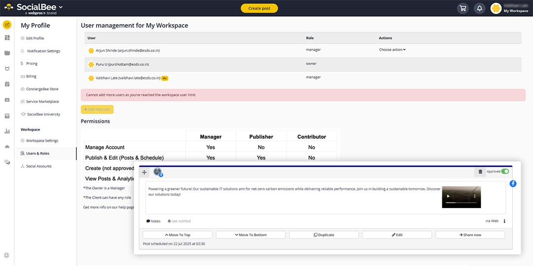 Collaborate with your team on SocialBee