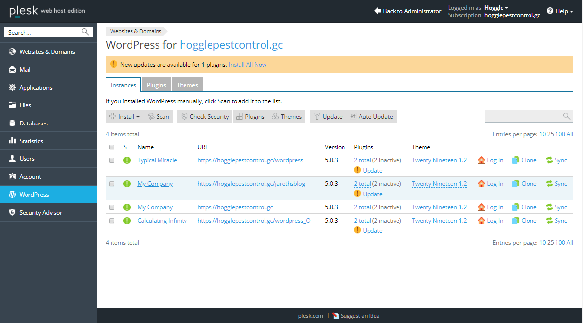 eUKhost - Manage Multiple Wordpress Installations