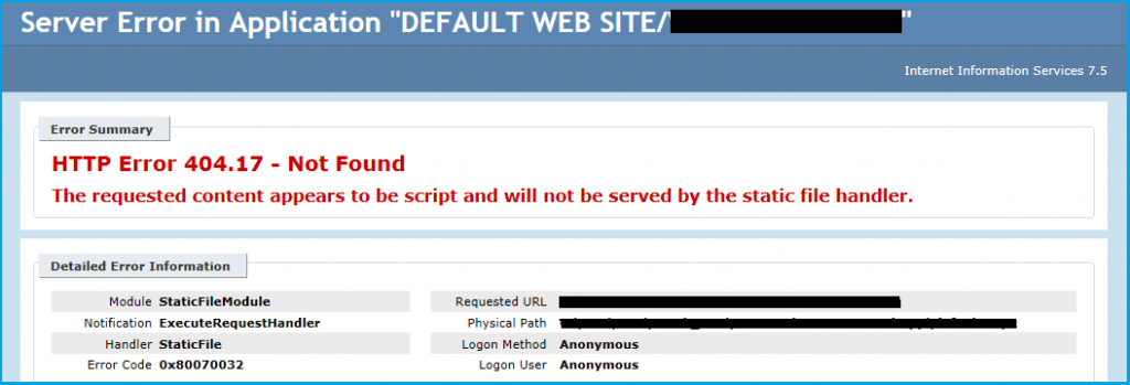 IIS: HTTP Error 404.17 - Not Found - Static File Handler