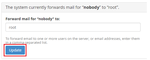 Forward Mail for "nobody"