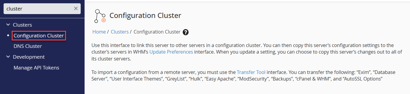 configuration cluster