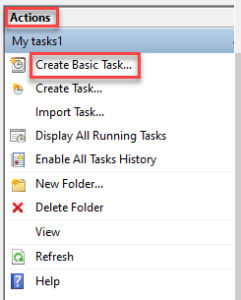 Create a Basic and Advanced Task on Windows 2019 server