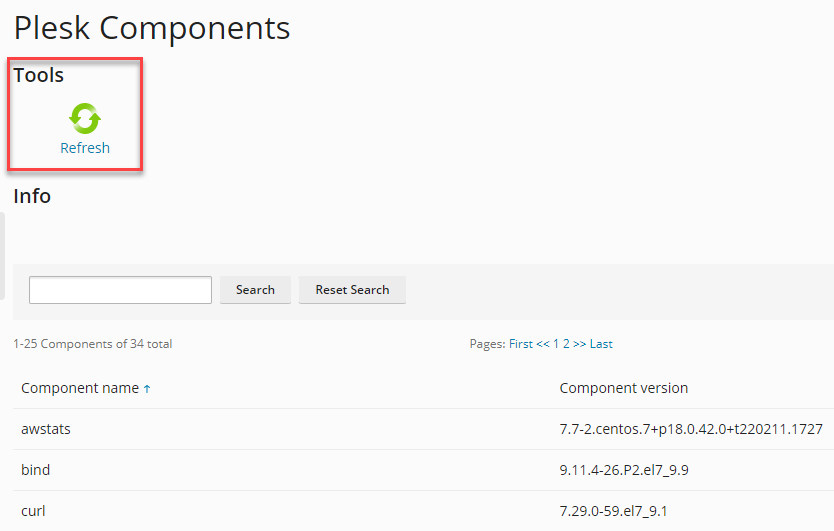 Plesk Components tool