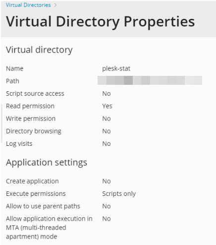 Virtual Directories Properties