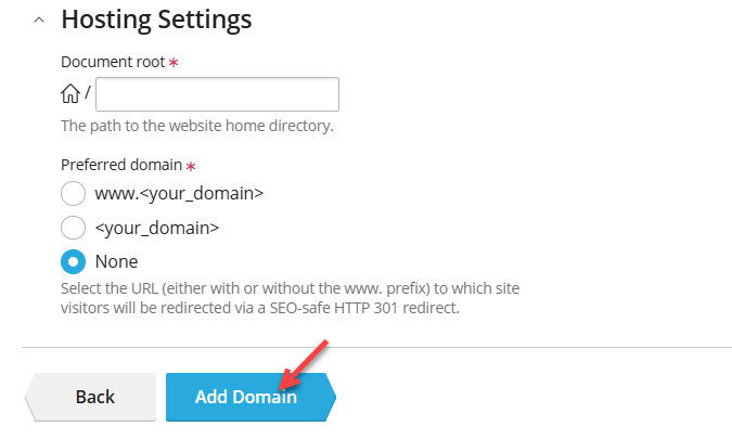 hosting settings
