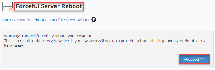 Forceful server reboot
