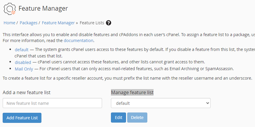 Enter Feature manager