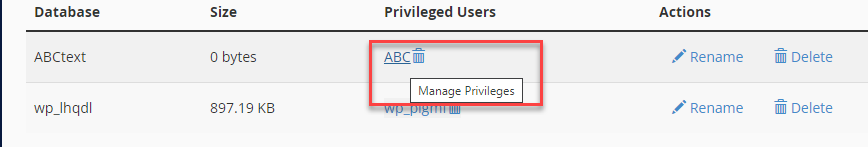 Privileges interface