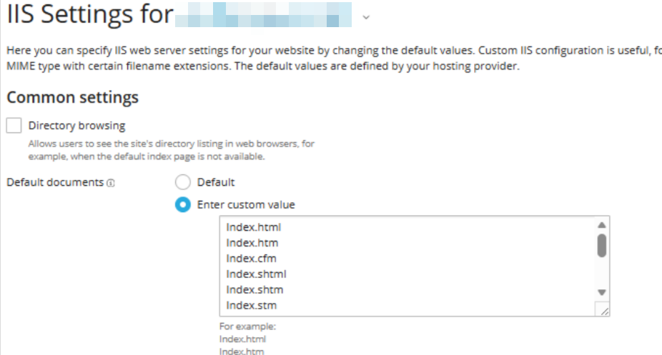 iis settings