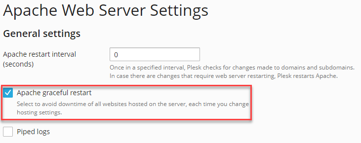 Apache web server settings