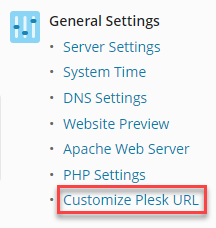 customise plesk URL
