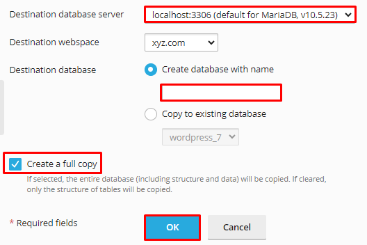 Create Database with name