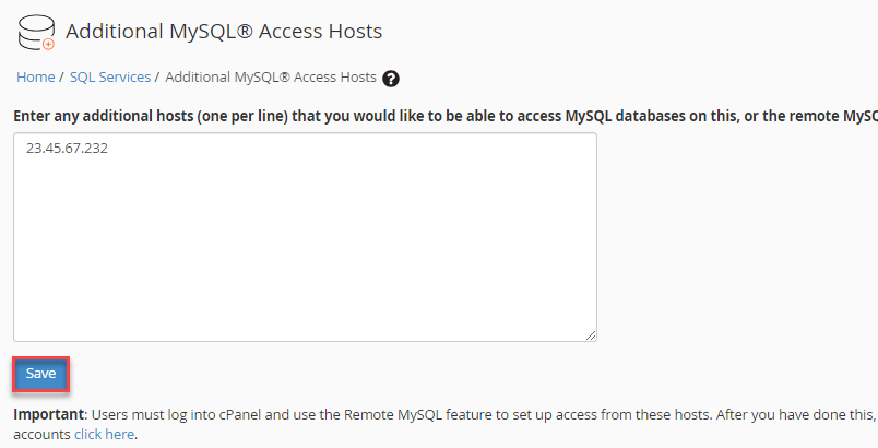 Additional MySQL access hosts