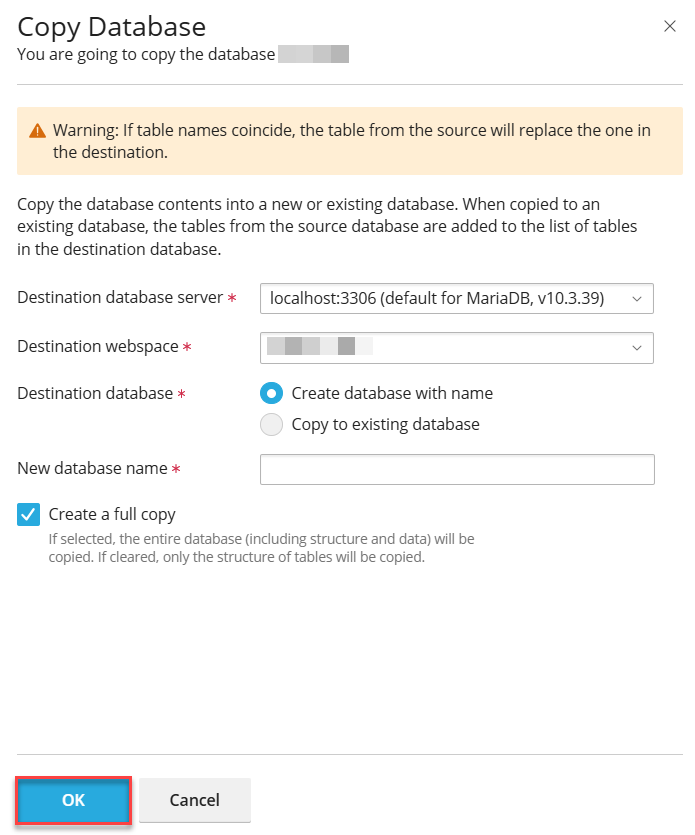 copy database
