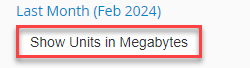 show units in megabytes