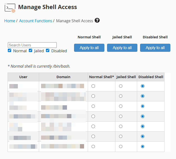 manage shell access