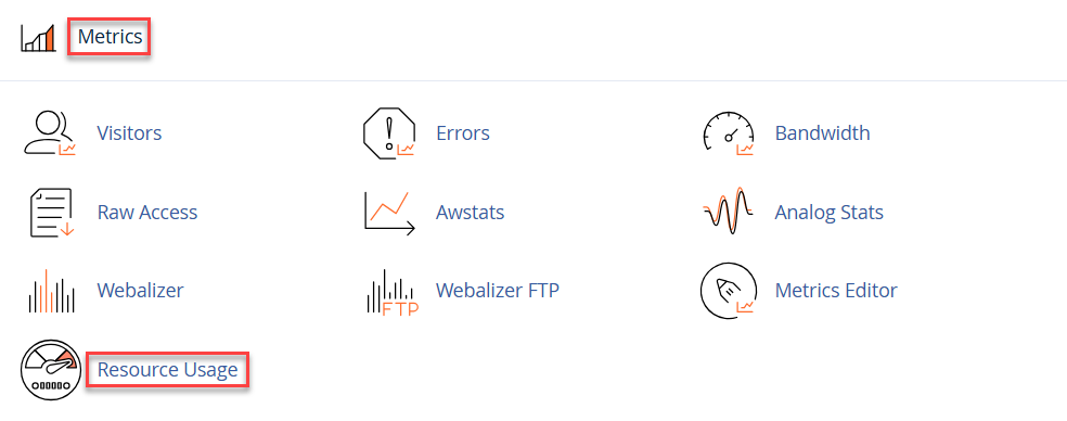 metrics> resource usage