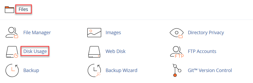 files>disk usage