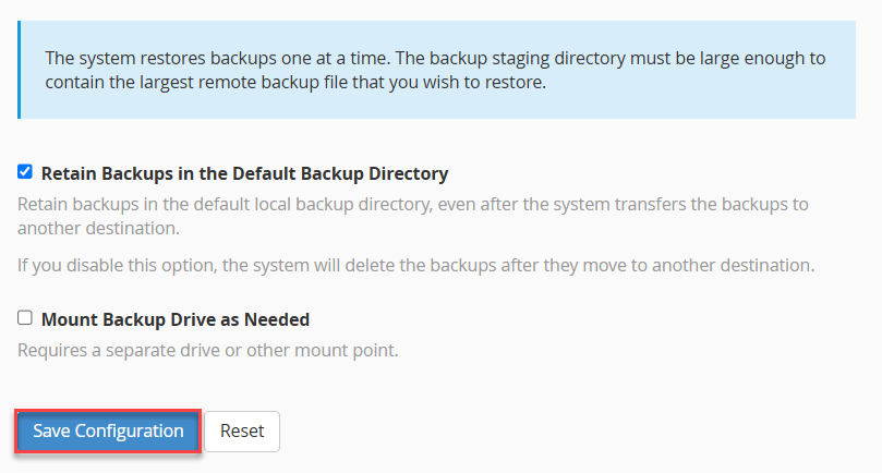 save configuration save configuration