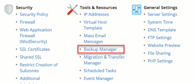 backup manager