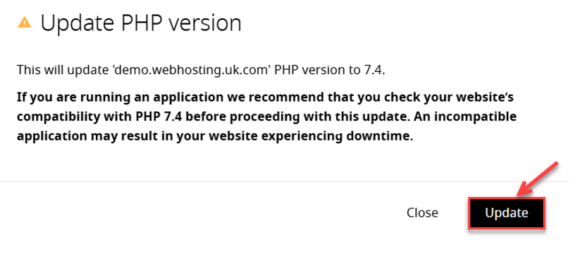 update PHP version