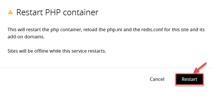 restart php container