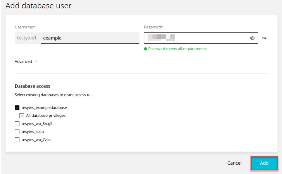add database user